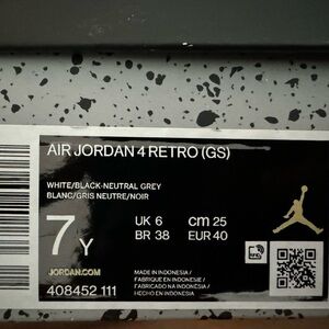 Air Jordan 4 Retro (GS) White/Black-Neutral Grey